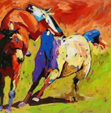 Carole Wade, Wicked Kiss, acrylic on Masonite
