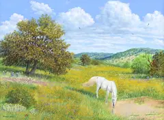 Manuel Garza, Getting a Drink, oil painting on canvas