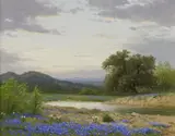 Porfirio Salinas, River Landscape with Bluebonnets