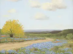 Hugo Herbeck, Landscape with Bluebonnets, oil on canvas