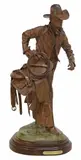 Bill Nebeker, Wet Leather, Cold Morning, Patinated bronze sculpture