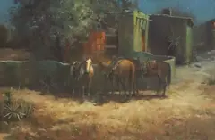 Barbara Ruth Garvin, Moonlight Adobe, oil on canvas