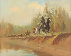 Carl Hantman, Roping Horses, oil on board