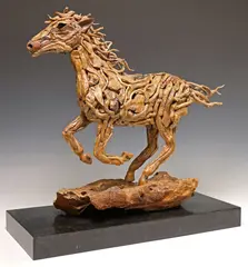 James Doran-Webb, Galloping Horse, Assembled and carved driftwood sculpture