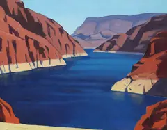 Oscar Jacobson, Deep Water (Lake Mead Hoover Dam), oil on canvas