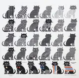 Pedro Friedeberg, 30 Gatos, limited edition print in colors on paper