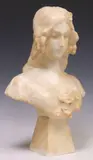 Adolfo Cipriani, Female Bust, Art Nouveau period carved alabaster sculpture
