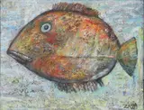 Zaza Khabuliani, Red Fish, acrylic on canvas