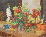 Rodriguez D. Candhales, Still Life with Flowers, oil on stretched canvas