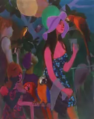 Aviary (at the Chicago Zoo) by Gustav Likan, acrylic on canvas, sold Oct 2024