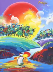 Peter Max, Without Borders/ Life on the Lake, acrylic on canvas