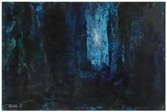 Leonardo M. Nierman, Abstract in Blue, painting on board