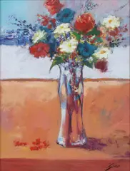 Pep Suari, Floral Still Life, acrylic on canvas