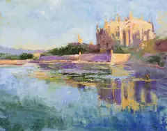 Catedral Gotica de Palma de Mallorca by David Gamero Triay, oil on canvas, sold Oct 2024