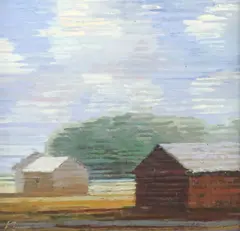 Will Klemm, Two Houses, oil on board