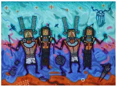 Dan Viets Lomahaftewa, Primordial Spring Dance, acrylic on stretched canvas