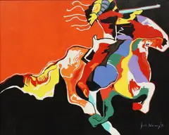 Jack Warren, Cheyenne Rider, acrylic on canvas