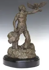 Jack Stevens, Maman-ti (Owl Prophet), Patinated bronze sculpture