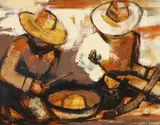 Poko Petek, Yaqui Musicians, acrylic on board
