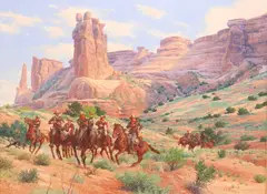 Karin Hollebeke, Cavalry, oil on canvas