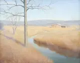 Joe G. Russell, Texas Hill Country Cabin, oil on canvas