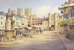 Kenneth W. Burton, Wells, Somerset, watercolor painting on paper