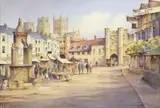 Kenneth W. Burton, Wells, Somerset, watercolor painting on paper