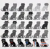 Pedro Friedeberg, 30 Gatos, print in colors on paper
