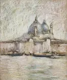 Gianni Tedeschi, Santa Maria della Salute at the Grand Canal, pastel drawing on paper