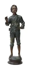 Charles Anfrie, Street Urchin, Patinated bronze sculpture