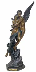 Henri Godet, Cupid and Psyche, Patinated bronze sculpture