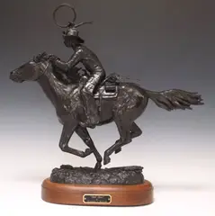Hell Bent by Bradford J. Williams, Patinated bronze sculpture, sold Jul 2024