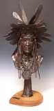 Troy Anderson, Feathered Headdress, Patinated bronze sculpture