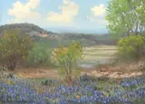 Pedro Lazcano, Texas Bluebonnets, oil painting on board