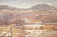 William Victor Higgins, Winter Landscape, oil painting on board