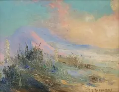 Oscar E. Berninghaus, Desert Landscape, oil painting on board