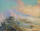 Oscar E. Berninghaus, Desert Landscape, oil painting on board