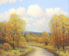 Dwight Clay Holmes, Golden Pecans, oil on canvas