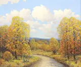Dwight Clay Holmes, Golden Pecans, oil on canvas