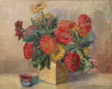 Aubrey Dale Greer, Floral Still Life, oil painting on canvas