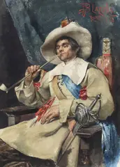 Pio Blanchi, Cavalier Smoking, watercolor painting on paper