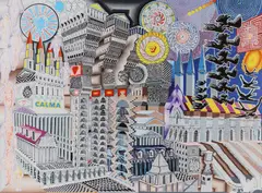 Pedro Friedeberg, Calma, print in colors on canvas