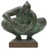 Maternidad en Cuclillas by Francisco Zúñiga, Patinated bronze sculpture, sold Jul 2024