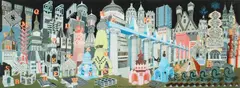 Pedro Friedeberg, Arquitectura Alfabetizada, print in colors on paper