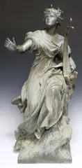 Gustave Michel, Sappho, Bronze sculpture in a verdigris patina