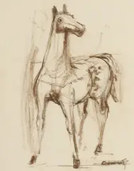 Charles Umlauf, Horse, pencil and brown conte crayon drawing on paper