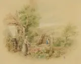 Myles Birket Foster, Mother and Daughter in the Garden