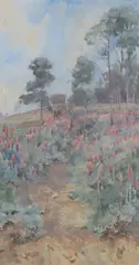 Arthur Wardle, Foxgloves & Pine (Porlock, Somerset, England), 2010, watercolor painting on paper