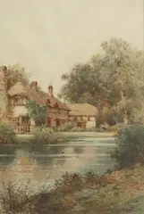 Creswick Boydell R.C.A., Thatched Cottage, watercolor painting on paper