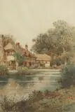 Creswick Boydell R.C.A., Thatched Cottage, watercolor painting on paper